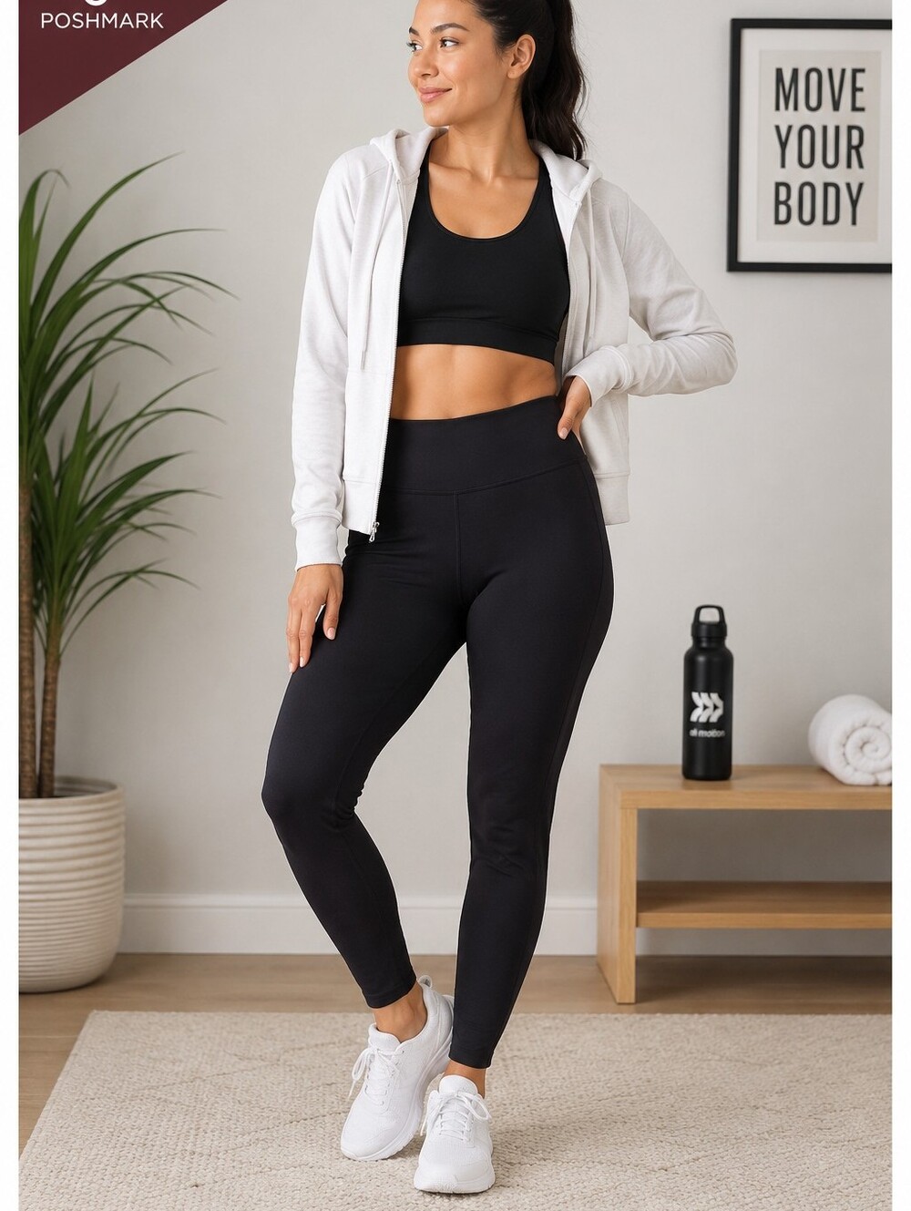 All In Motion Black High Rise Athletic Leggings Women's Large Activewear Workout